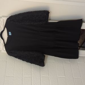 CeCe Black Flower Petal Sleeve Cocktail Dress, M